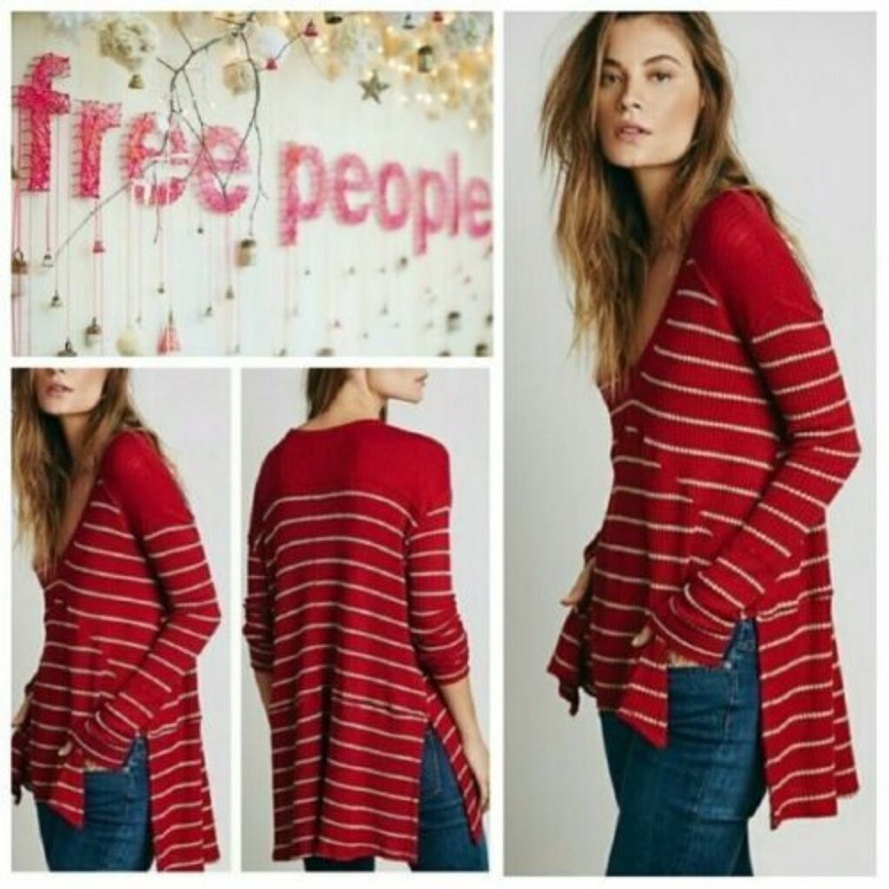 Free People Sunset Park Striped Oversized Thermal